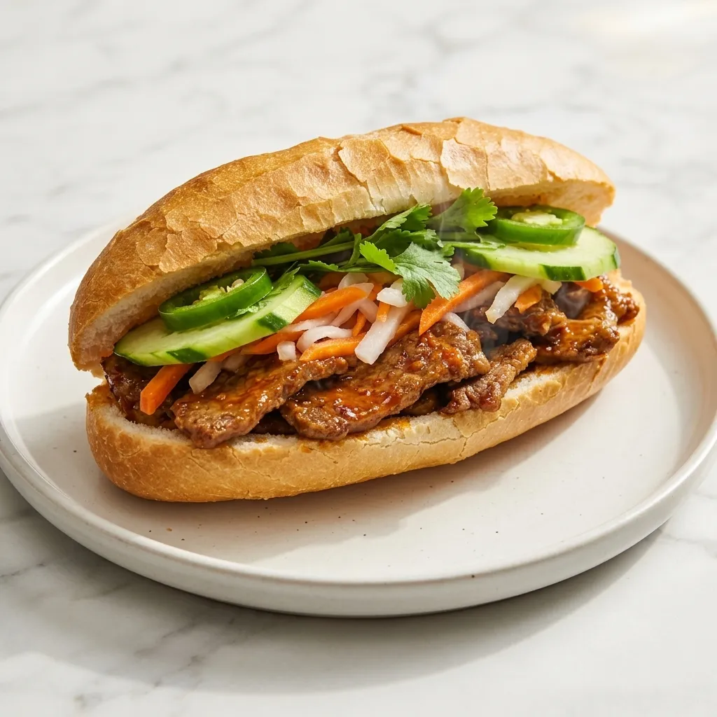 Best Sate Beef Sub bánh mì at La Cay in NE Calgary, AB